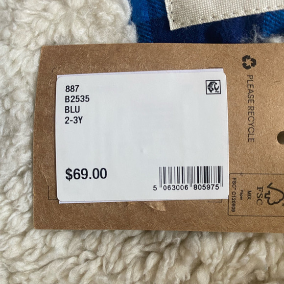 NWT Boden Kids' Hooded Check Fleece Lined Flannel Button-Up Shirt (Sz 2-3Y) - Picture 7 of 8